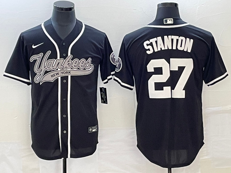 Men's New York Yankees Giancarlo Stanton #27 Black Jersey Joint Edition